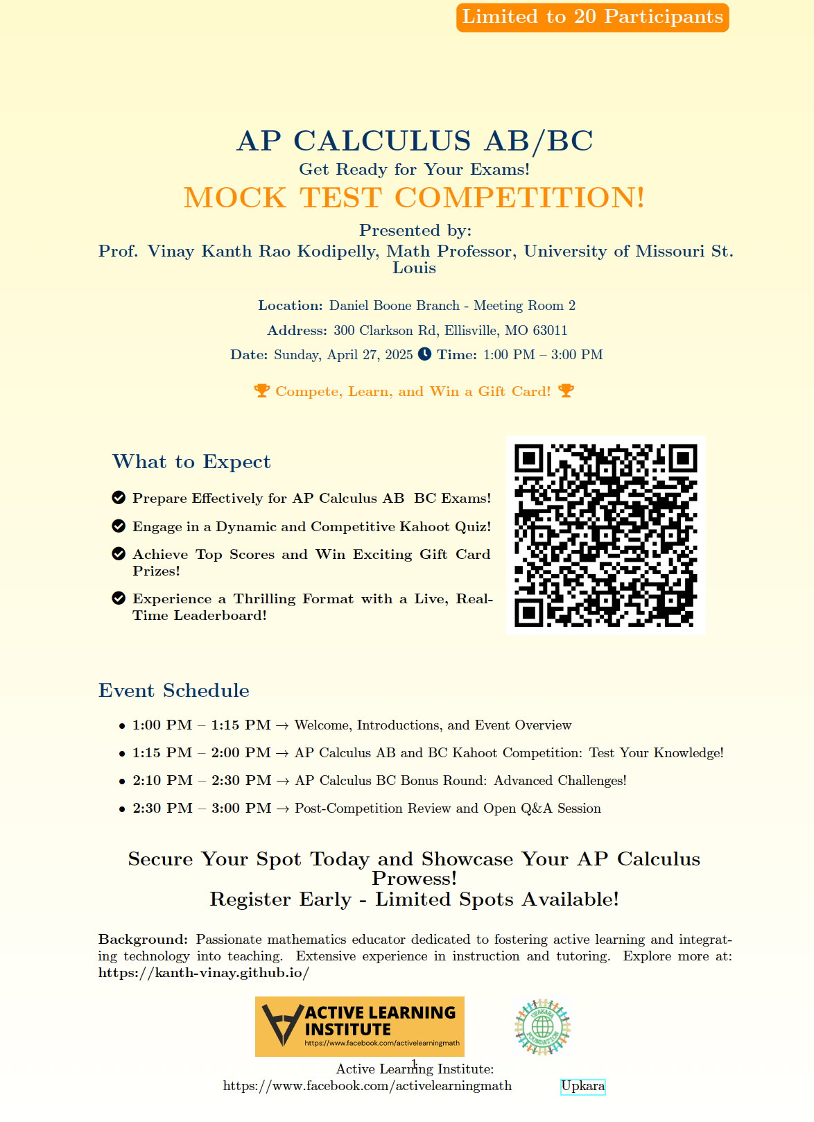 AP Calculus AB/BC Mock Test Competition Flyer